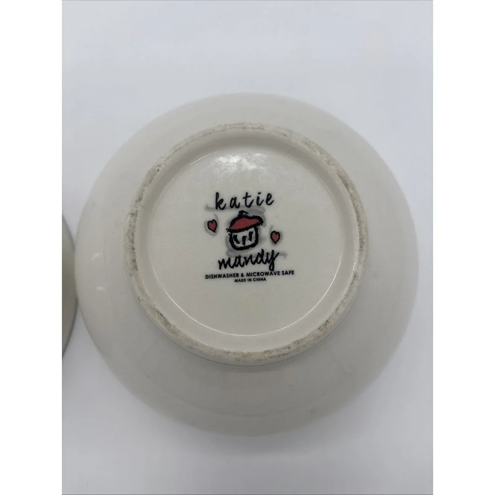 Katie & Mandy Anthropologie Striped Bowl Live What You Love Never Give Up Cereal